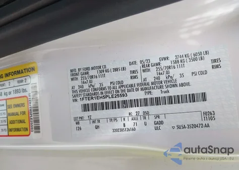 2023 Ford Ranger Xl z USA, uszkodzony, nr VIN 1FTER1EH5PLE25593